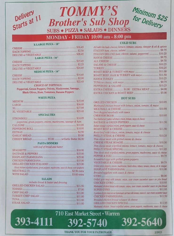 Tommy's Brother's Sub Shop Steak Salad